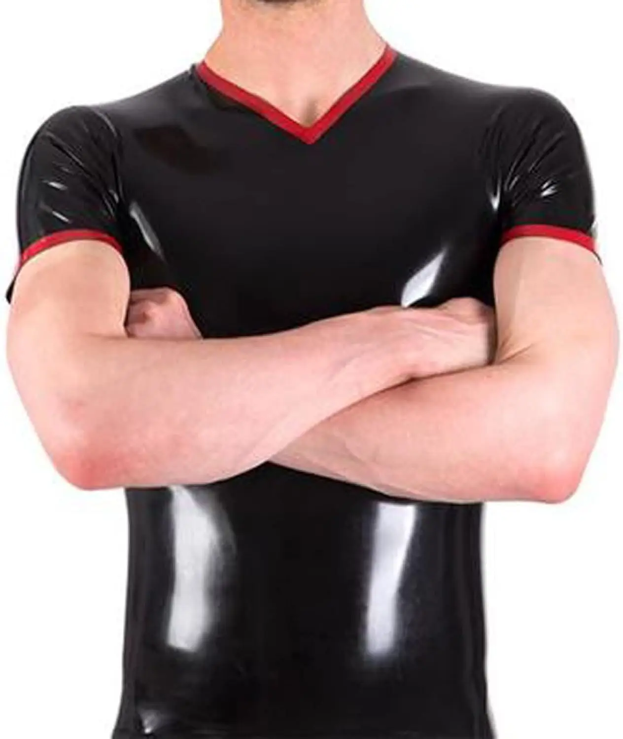 

Latex Shirt with Short Sleeves Rubber Clothes Tee