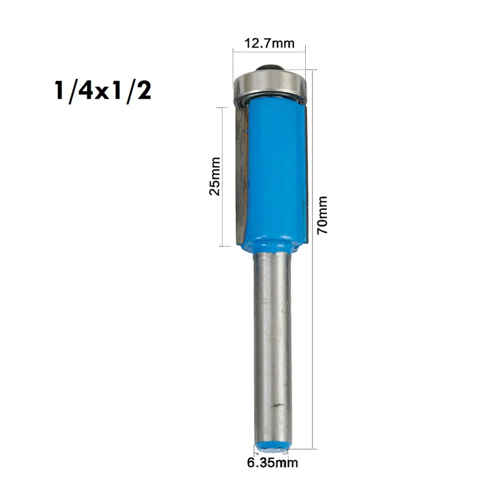 1pc 6.35mm Shank Long Blade Flush Trim Bit Router Bit With Bearing For Wood Template Pattern Bit Milling Cutter Woodworking Tool