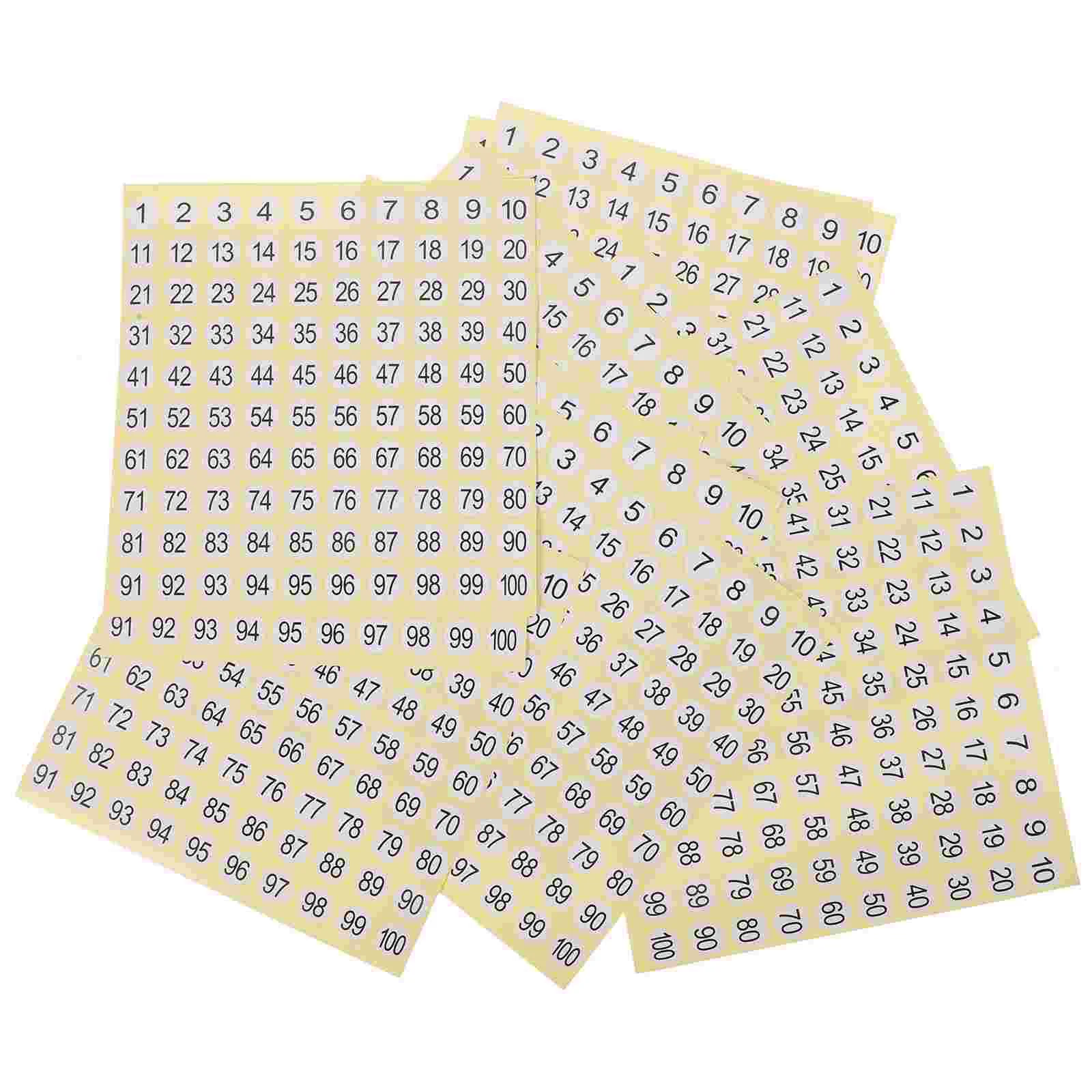 15 Sheets Self-adhesive Stickers Number Labels Numbers Multipurpose Numbered 1-100 Coated Paper Small