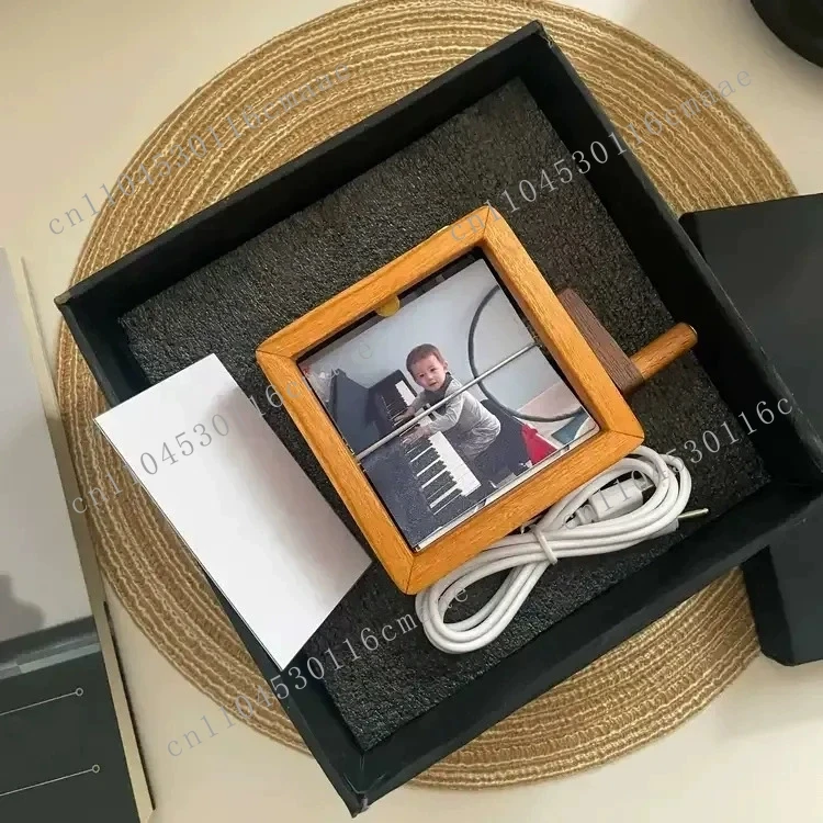 Hand-Crank Memory Photo Album Black Walnut Handicrafts with 8 or 16 Picture Slots