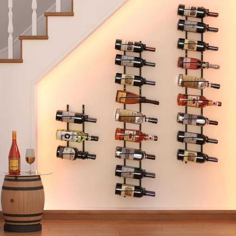 

24 Bottles Wall Mounted Wine Rack,Adjustable Height Wine Rack Wall Mounted for Wine Bottles, Liquor