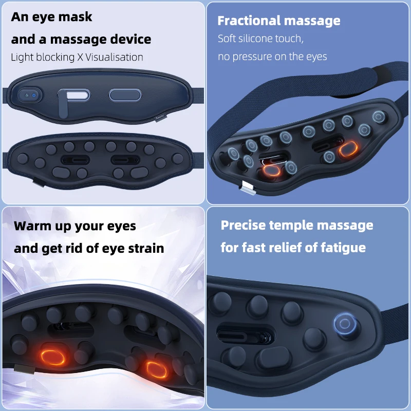 Smart Eye Massager Rechargeable Heated Eye Massage Instrument Massage Eyes Device Vibratable Reduce Eye Strain Improve Sleep