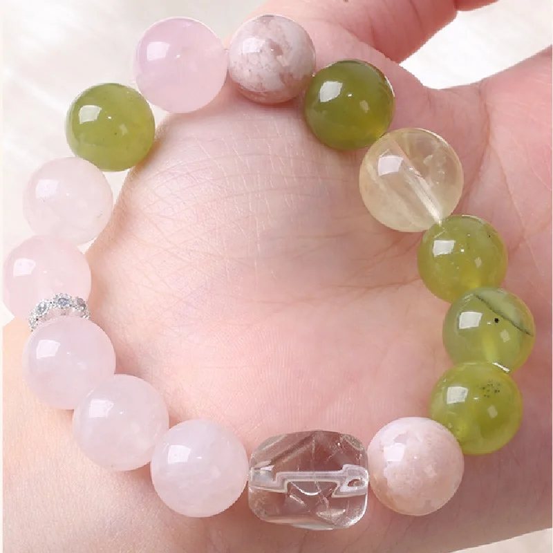 

Natural Powder Crystal Xiuyu Duobao Bracelet, Women's Fresh and Fashionable Bracelet, Jewelry, Gifts, Niche Design