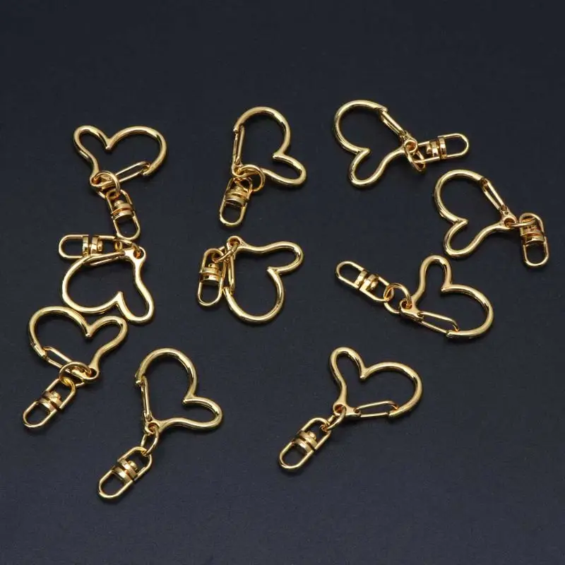 R2LE 10 Pcs Heart Keychain Lobster Claw Clasp Swivel Keyring DIY Handcraft Hooks