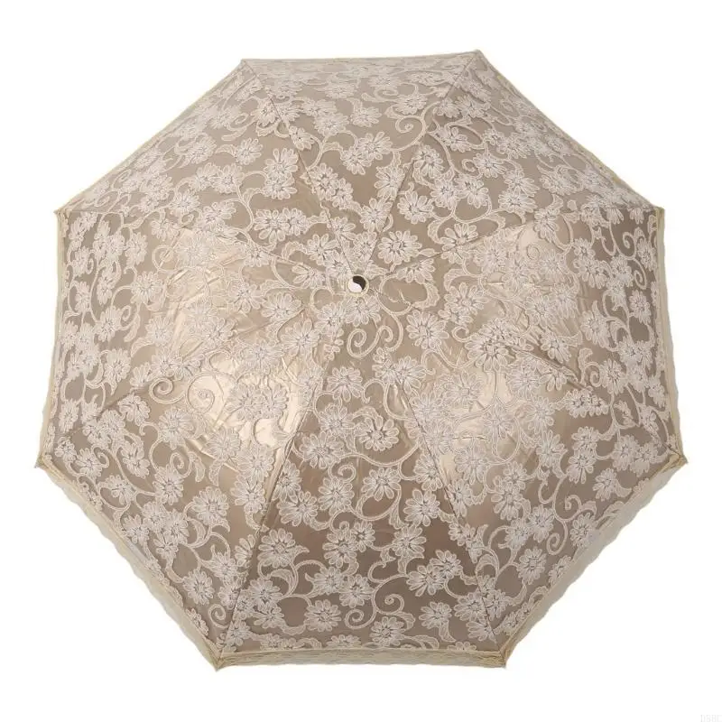 

Luxury Flower Umbrella Rain Women 3 Folding Double Layer Parasol