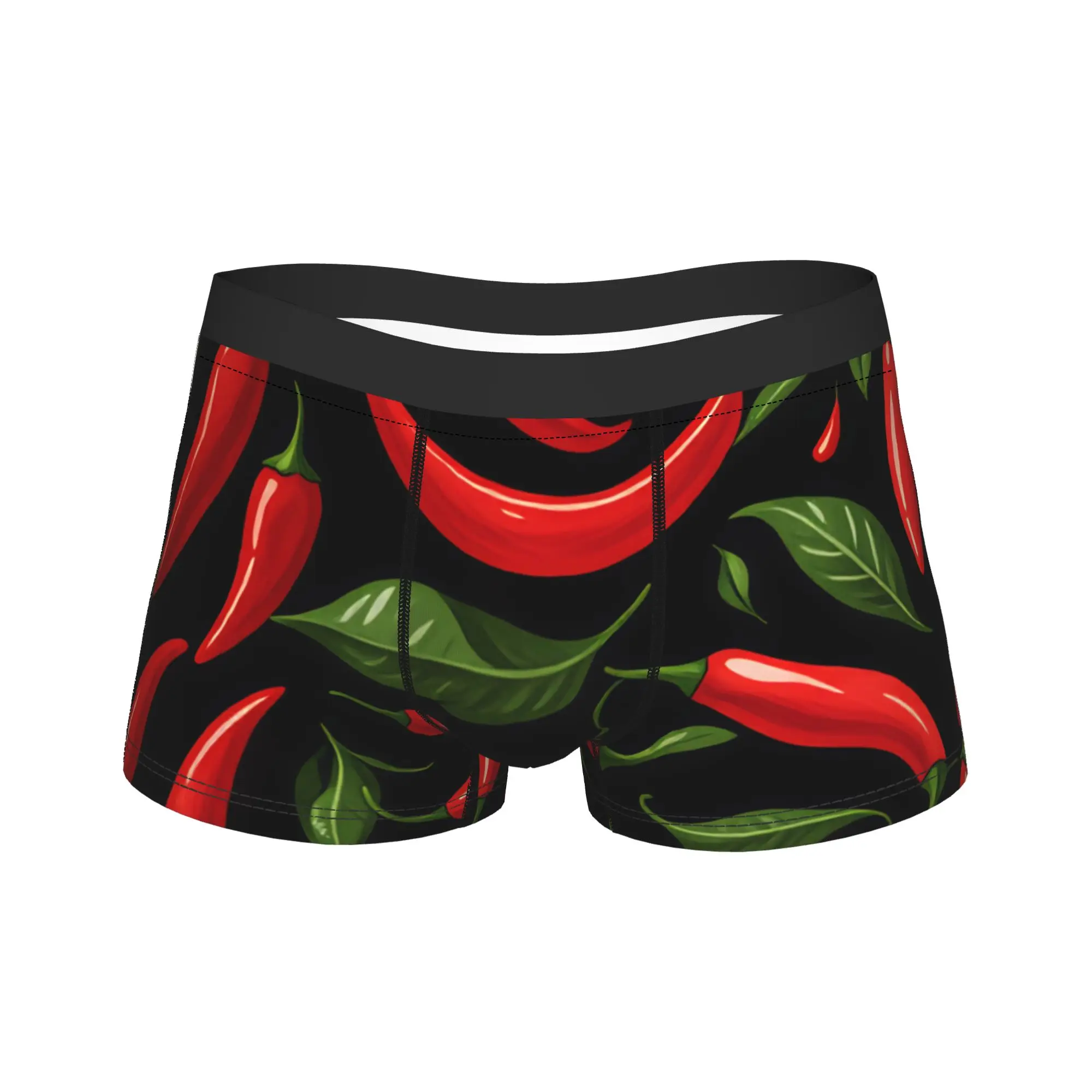 

Red Chili Pepper With Leaves Underwear Man Shorts Briefs Elastic Boxer Shorts Hot Sale Pattern Large Size Underpants