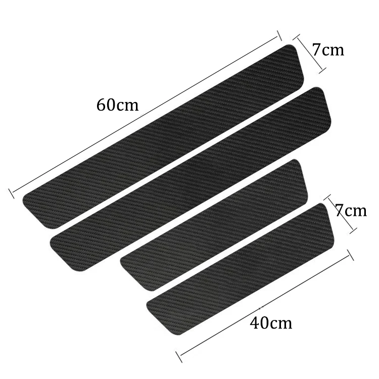 4pcs Thick Car Door Plate Protective Stickers Carbon FiberLeather Car Sticker Sill Scuff Cover Anti Scratch Decal