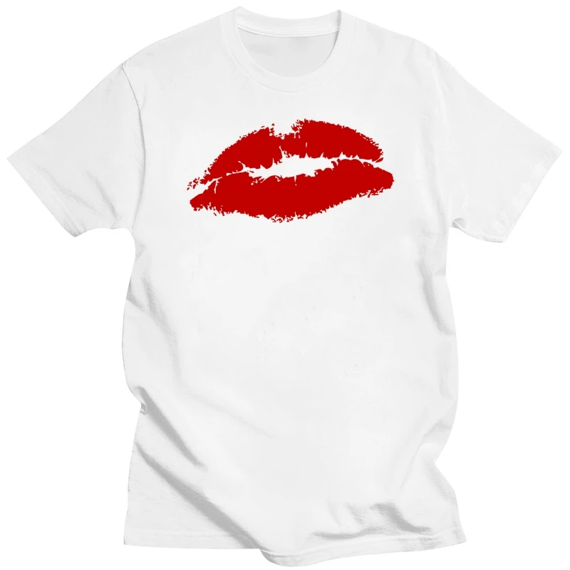 Red Lips Lipstick Kiss Imprint Men's T-Shirt Quality T Shirts Men Printing Short Sleeve O Neck T shirt Short Sleeve Basic Tops