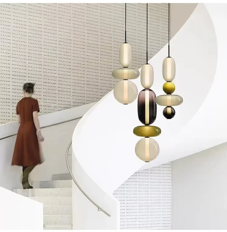 Nordic Colored Candy Pendant Lights Coffee Shops Restaurants Art Glass Pendant Lights Decorative Bar Lighting Fixtures