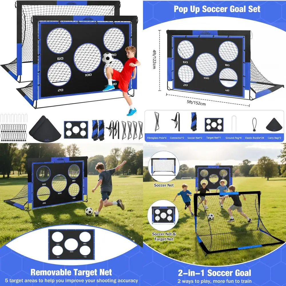 

Портативные большие футбольные ворота с мишенью для тренировок на открытом воздухе и детских занятий