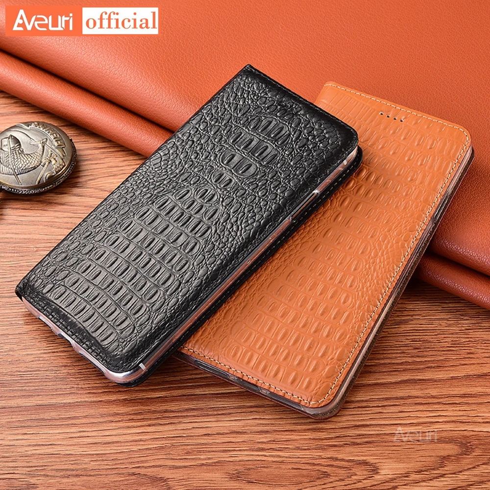 Luxury Genuine Leather Flip Phone Case For Google Pixel 6 7 Pro Crocodile Style Cover For Google Pixel 2 3 3A 4 XL 4A 5 5A 6A