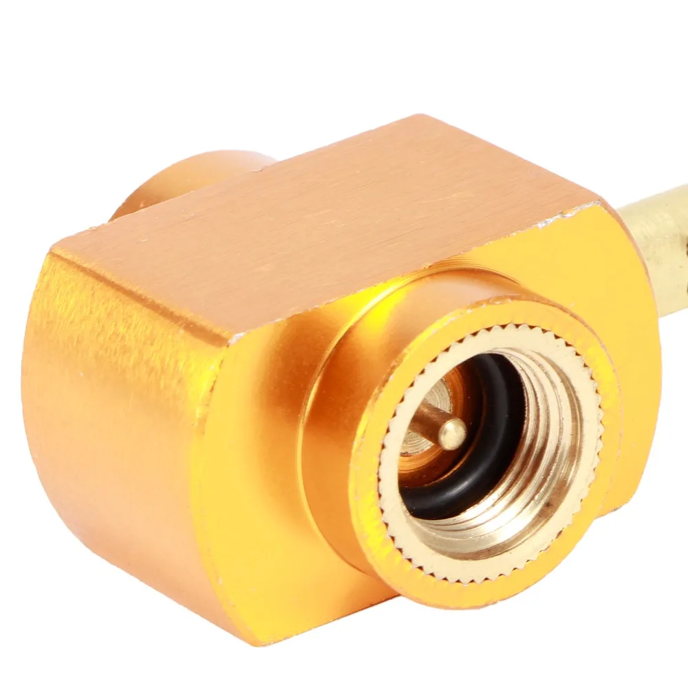 Brass Alloy Gas Refill Adapter Gold Hexagonal Body Canister Adapter Threaded Connector Pull-Ring Handle Fuel Transfer Valve