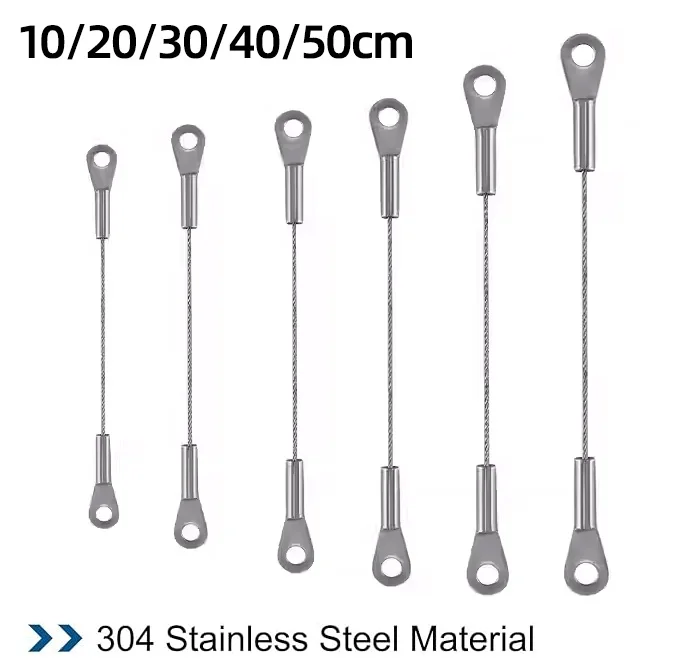 Maosu 10pcs 1.5mm Stainless Steel Wire Rope With Eyelets, Secure Tether Lanyard For Fall Arrest, Tool Safety & Locking Gate