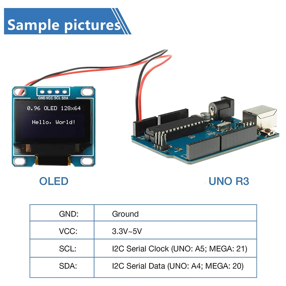 لوحة شاشة LCD للاردوينو ، وحدة عرض OLED ، IIC المسلسل ، الأبيض ، الأصلي ، 0.96 "، 128x64 ، I2C ، SSD1306 ، 12864