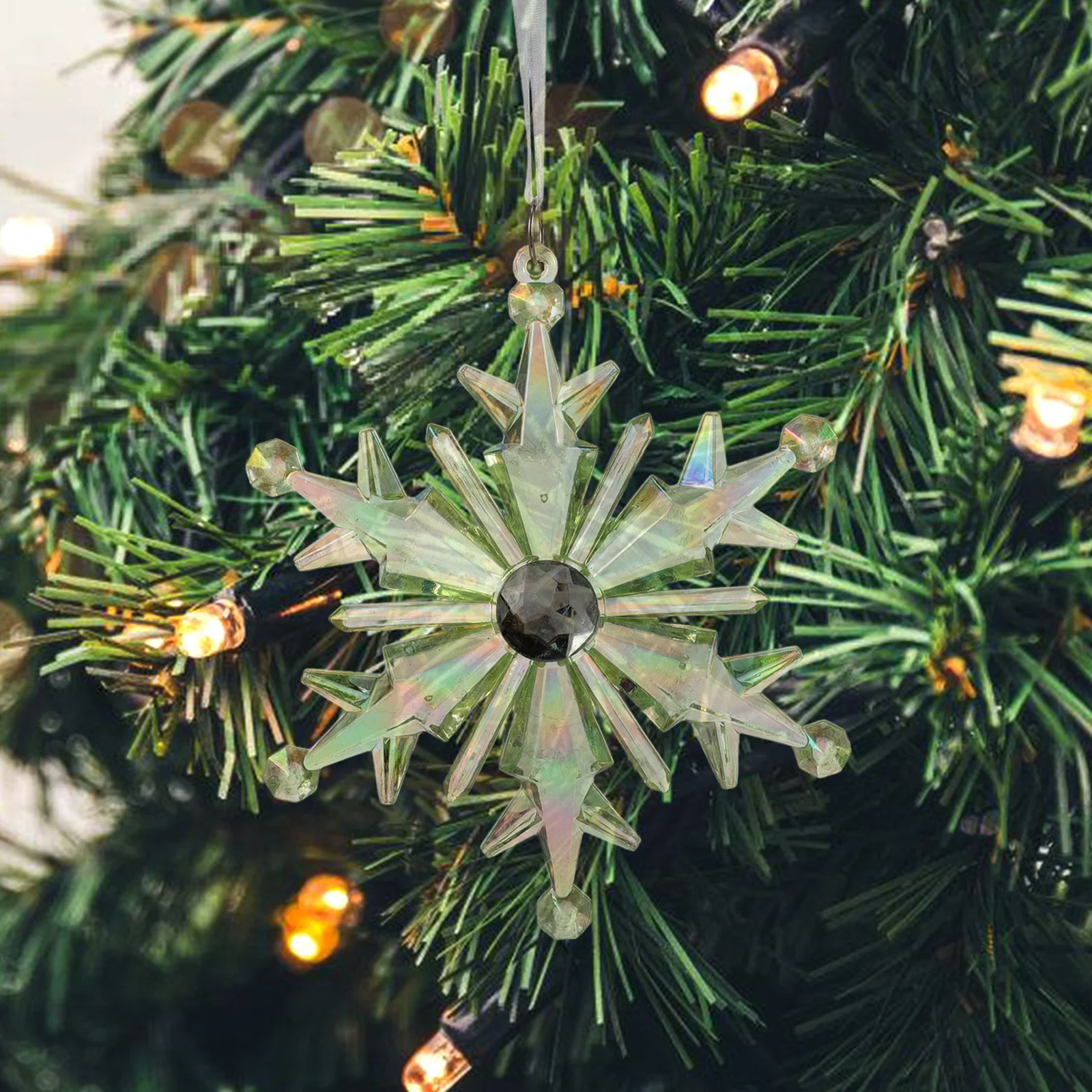 

Snowflake Ornaments Clear 4.8x4.6 Inch Hanging Iridescent Decorations for Tree Pendant Winter Holiday Party Snowflake Ornaments