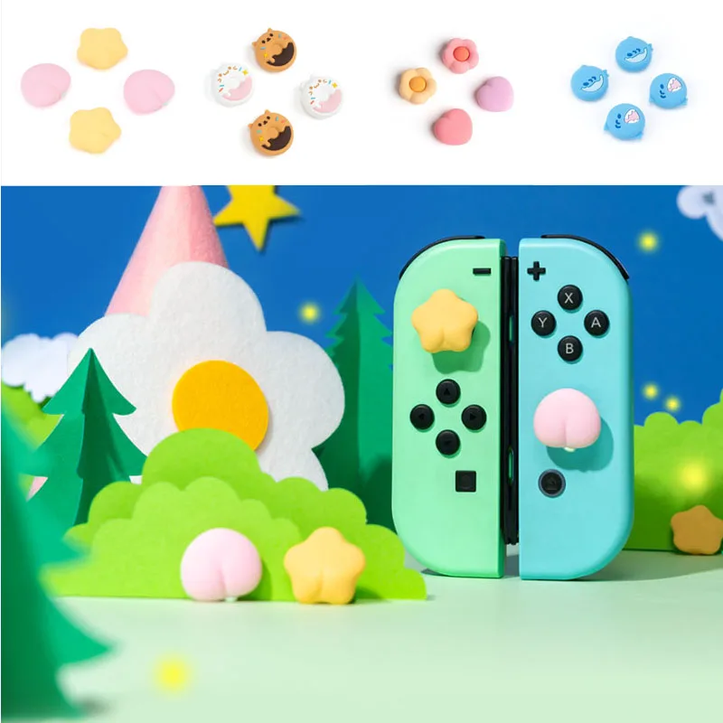 New Donut Robot Shark Duck Soft Thumb Stick Grip Cap Protective Cover For Switch Oled NS Lite Joy-con Controller Thumbstick Case