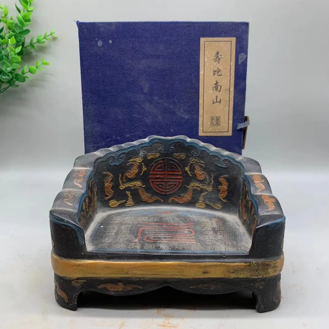 Rare Old Chinese Ink ingot,carved emperor's chair, best collection&Decoration,free shipping