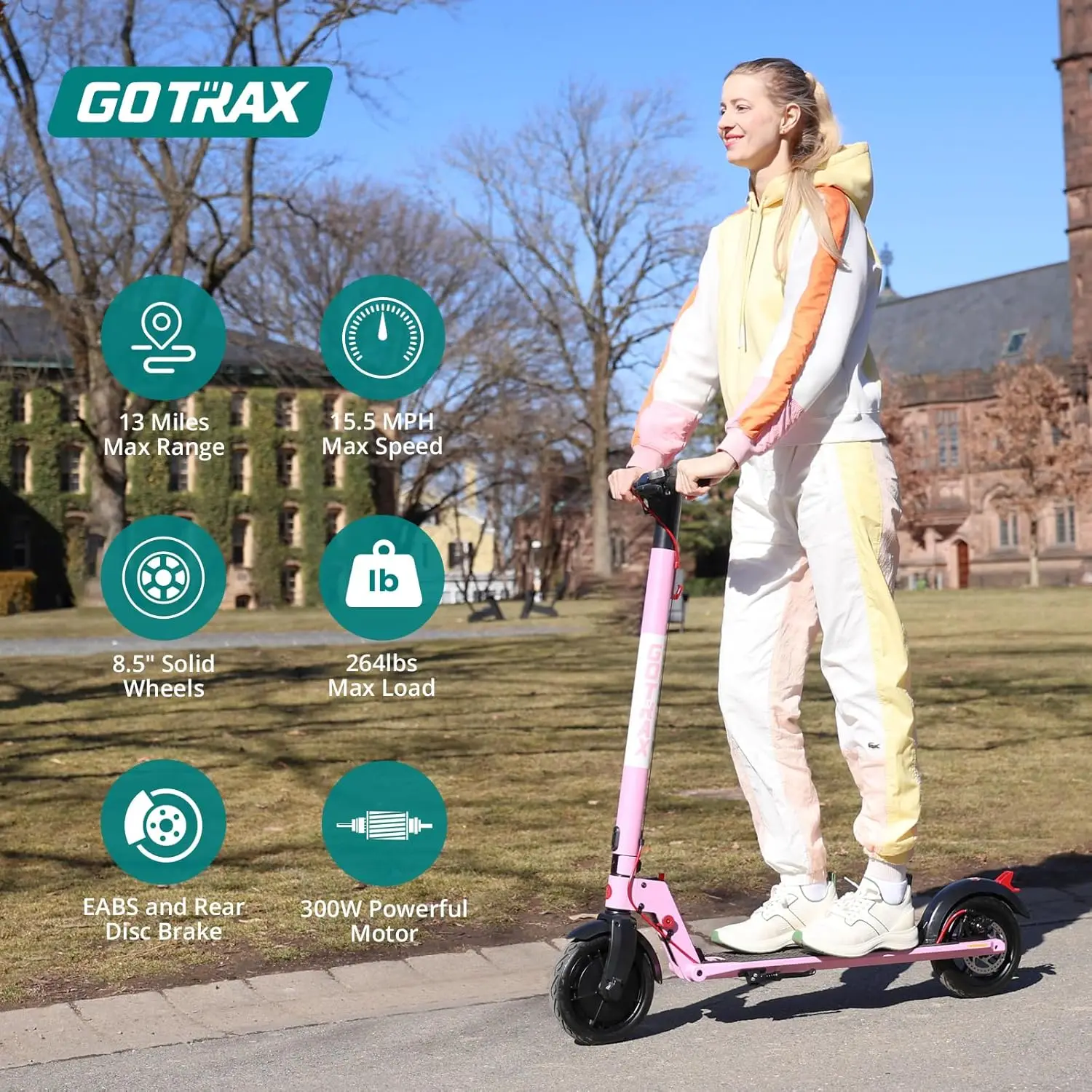 Electric Scooter for Adult Anti Flat Solid Tire, Max 9/13/28Mile Range Power by Motor, Aluminum Alloy Frame Folding Commuting