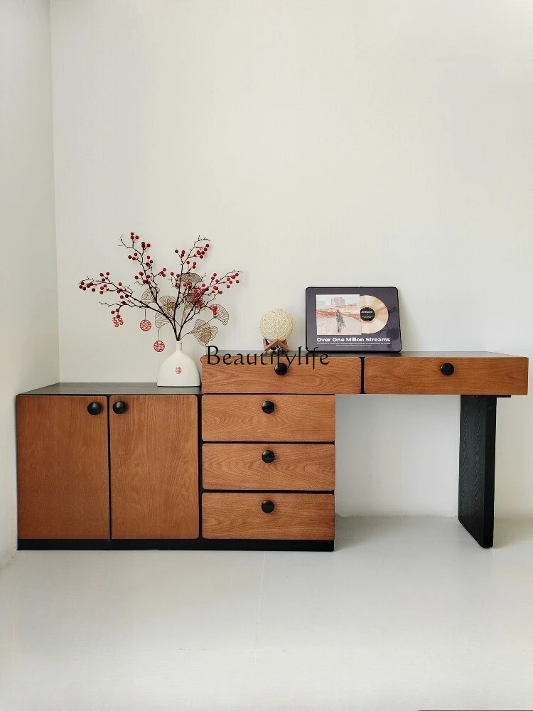 

*French retro solid wood chest dresser integrated corner end of bed medium antique makeup table storage cabinet
