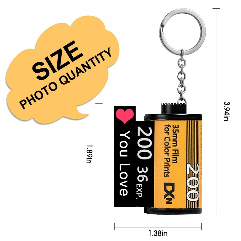 Personalized Custom Photo Picture Camera Film Roll Keychains with Photo Reel Album, Personalized Gifts with MultiPhoto