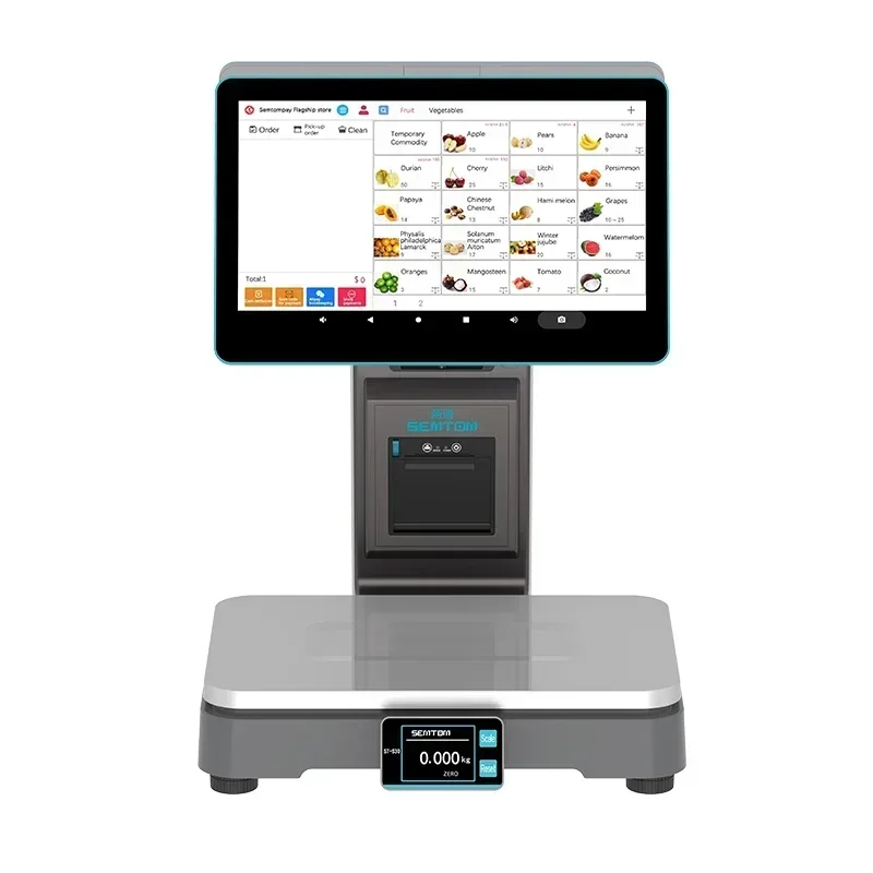 New in stock All-in-One Intelligent AI Scale POS System with Thermal Printer and Barcode Scanner for Supermarket Cashie