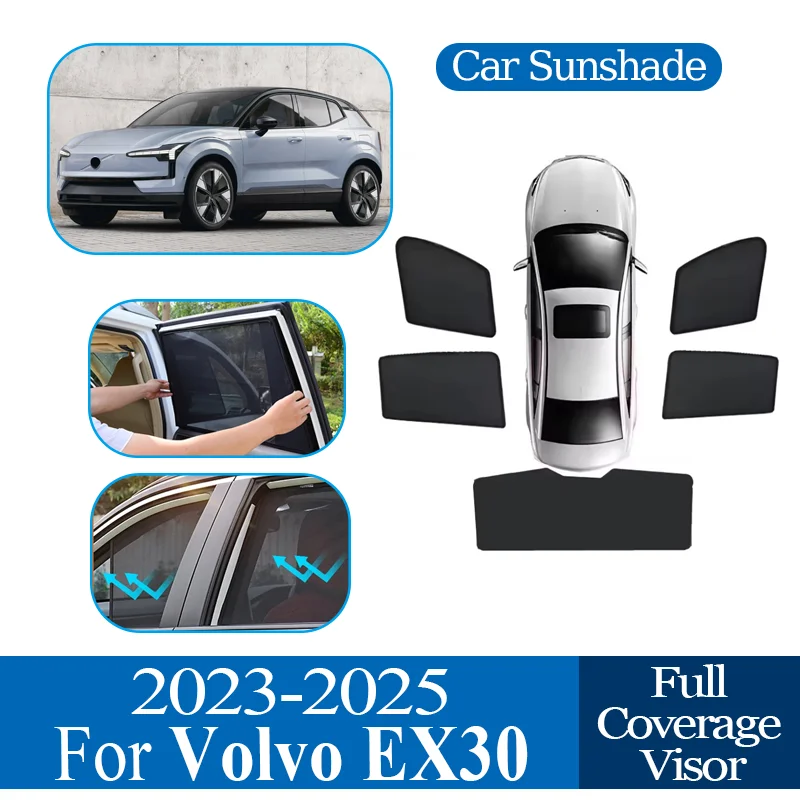 

For Volvo EX30 2023 2024 2025 Car Magnetic Mesh Sunshades Anti UV Auto Part Coverage Sunshade Privacy Protection Accessories