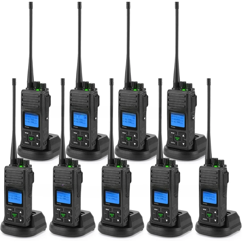 High Power Two Way Radio,Heavy Duty Walkie Talkies for Adults Long Range with Earpieces with 1500mAh Battery and Charger,9 Packs