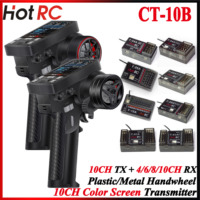 HotRC CT-10B 10CH Metal/Plastic Handwheel Color Screen Transmitter F-08A F-10A F-01AT Gyro Receiver for RC Car Aircraft Boat