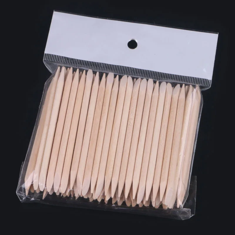 Orange Wood Sticks para Nail Cutticle Pusher, Remover Ferramenta, Garfos para Pele Morta, Manicure Suprimentos, Ferramenta de Madeira, 50 PCs/Bag