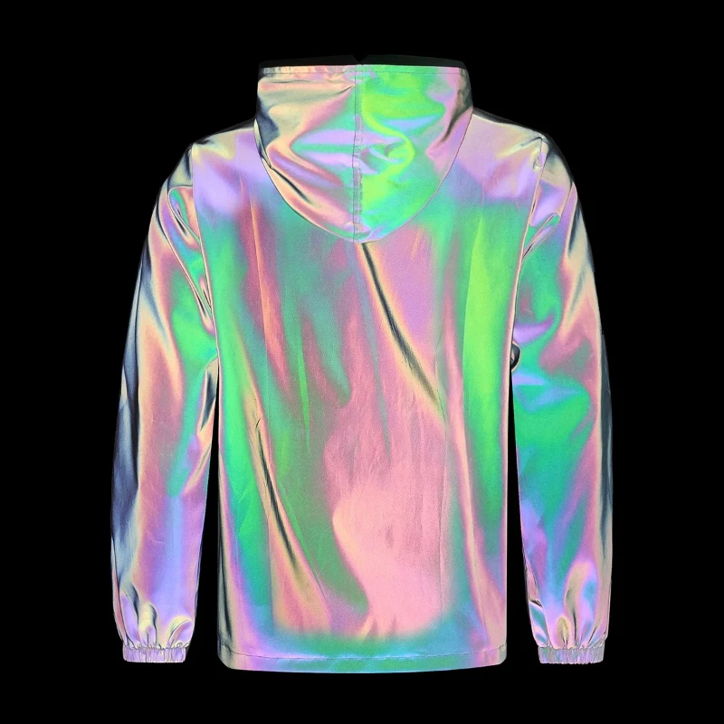 Kleurrijk reflecterend windjack met capuchon, unisex mode, veiligheidsjas voor buiten, fietsen, joggen, hiphop, streetwear, prestaties