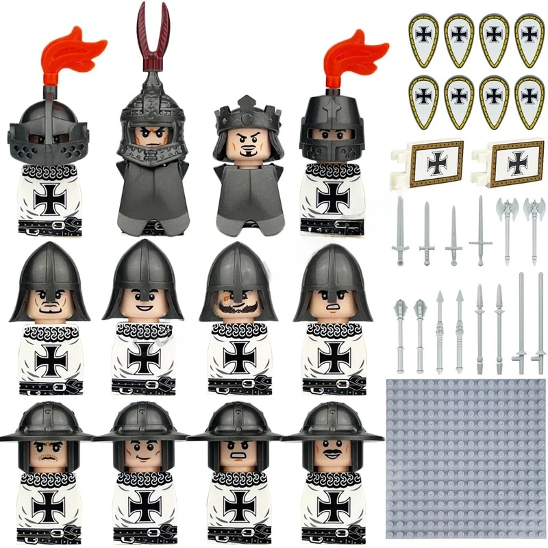 Mittelalterliche Europa-Militärfiguren Bausteine Römische Krieger Soldaten Burg Ritter Königliche Garde König Skelett Legion Bausteine