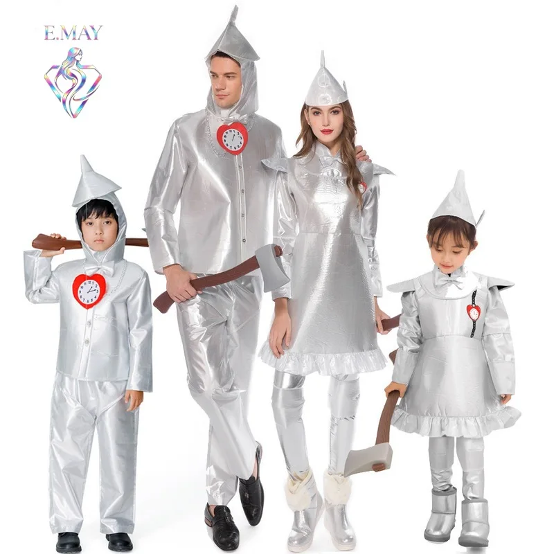 

Family Matching Halloween Costume Green Wild Fairy Tale Tin Woodman Role Play Uniform Children's Day Performance Clothes