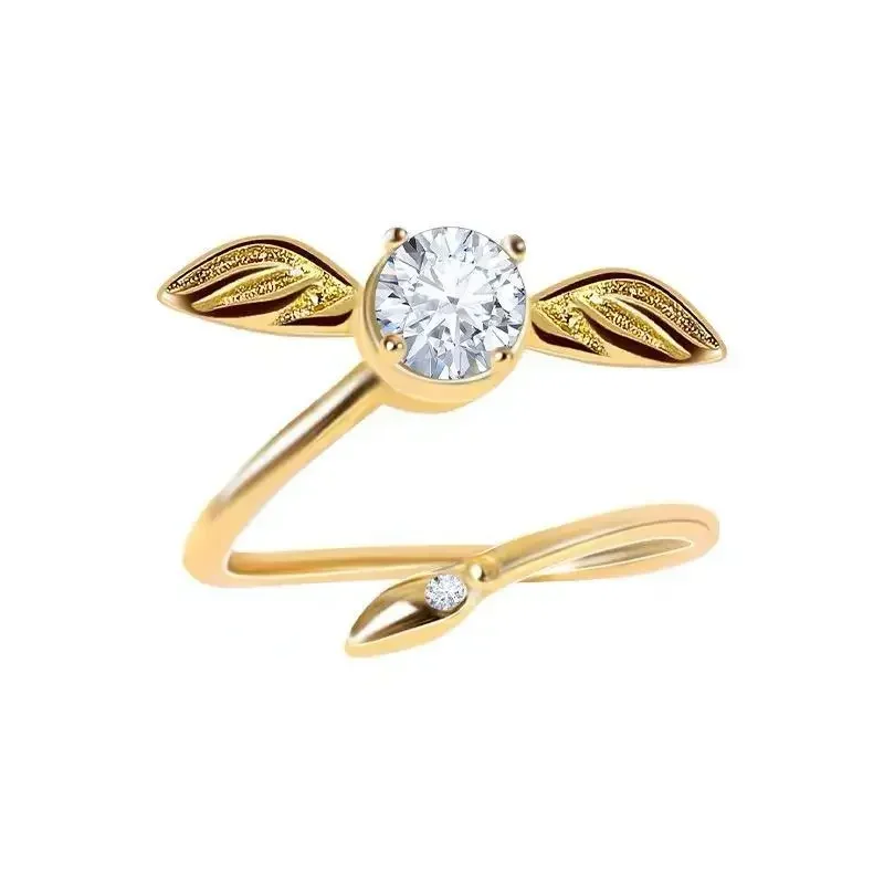 Anel Snitch Banhado a Ouro, Acessório de Cosplay Derivado de Harry Potter, Giratório, com Pequenas Asas, para Fãs, Joias Femininas, Presentes