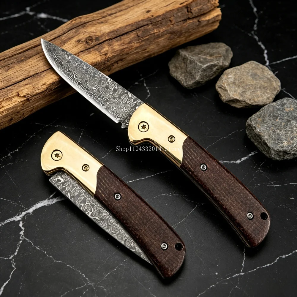 

High Hardness EDC Multitools Outdoor Folding Knife Durable Brass +Micarta Handle Camping Fishing Portable Knives Daily Cutter