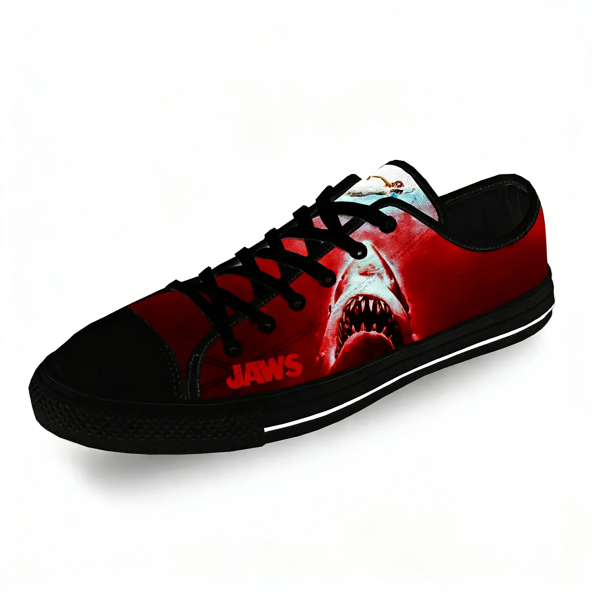 

Jaws Movie Shark Horror Casual Funny Cloth 3D Print Low Top Canvas Fashion Shoes Men Women Lightweight Breathable Sneakers