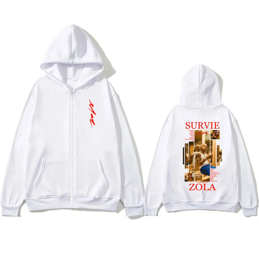 Rapper Zola Survie Graphic Zipper Hoodie Male Casual Zip Up Hoodies Men Women Hip Hop Fashion Pop Music Oversized Jacket Coat