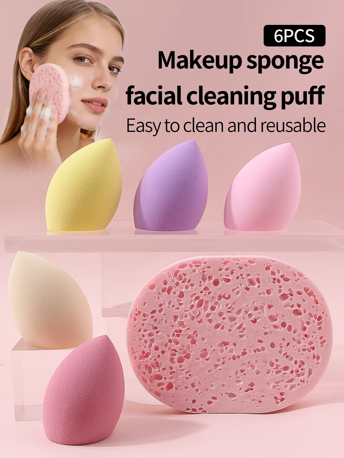 多色斜めカットビューティーエッグ付きメイクアップスポンジセッ - Beauty Makeup Egg のレビューと価格