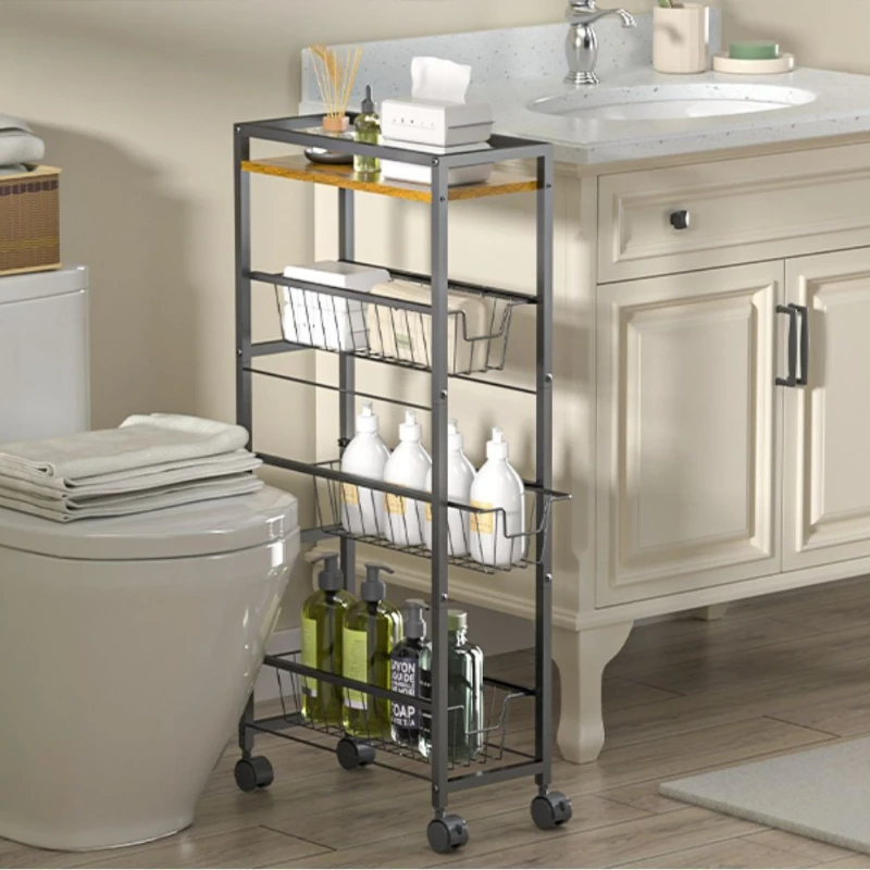 

Firm Household Goods Kitchen Trolley Rack Toilet Crevice Storage Rack Multifunctional Removable Rack