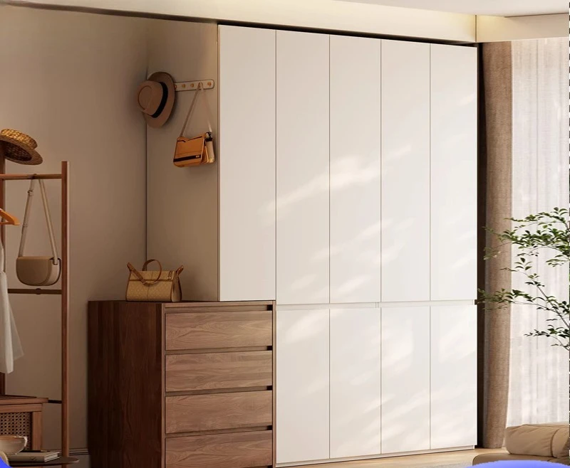 All solid wood oak wardrobe bedroom household cream wind storage cabinet 2026 new segmented wardrobe