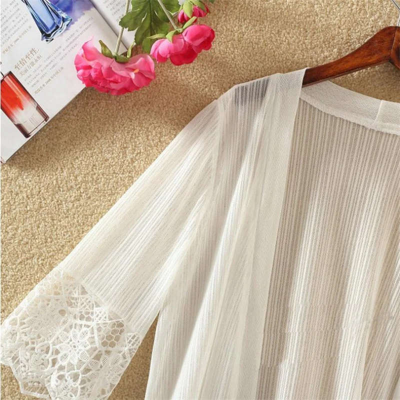 New Summer Women Thin Sunscreen Cardigan Lace-up Chiffon Tops Female Korean Style Bell Sleeve Short Coat Casual Sun Protected