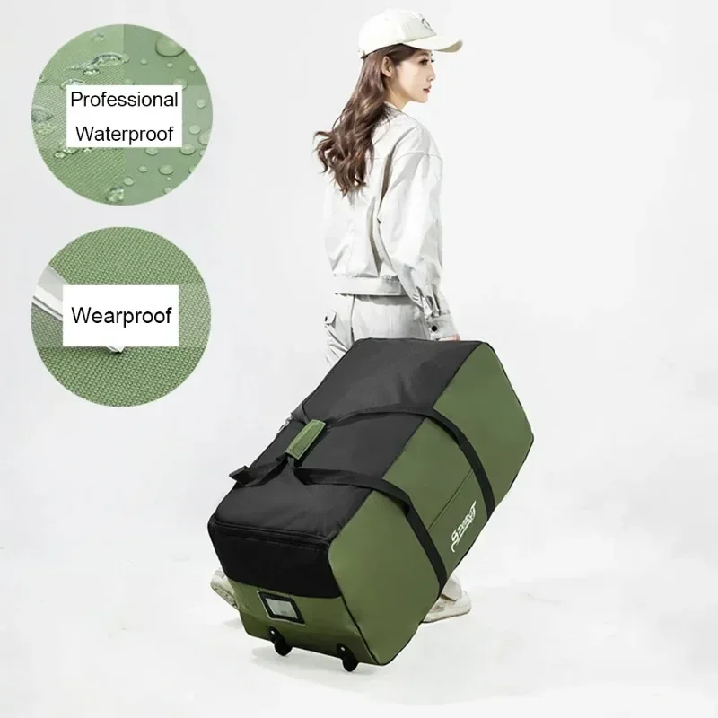 Travel Large Capacity Oxford Cloth Waterproof Wear-resistant Wheel Tote/Pulley Bag/Backpack