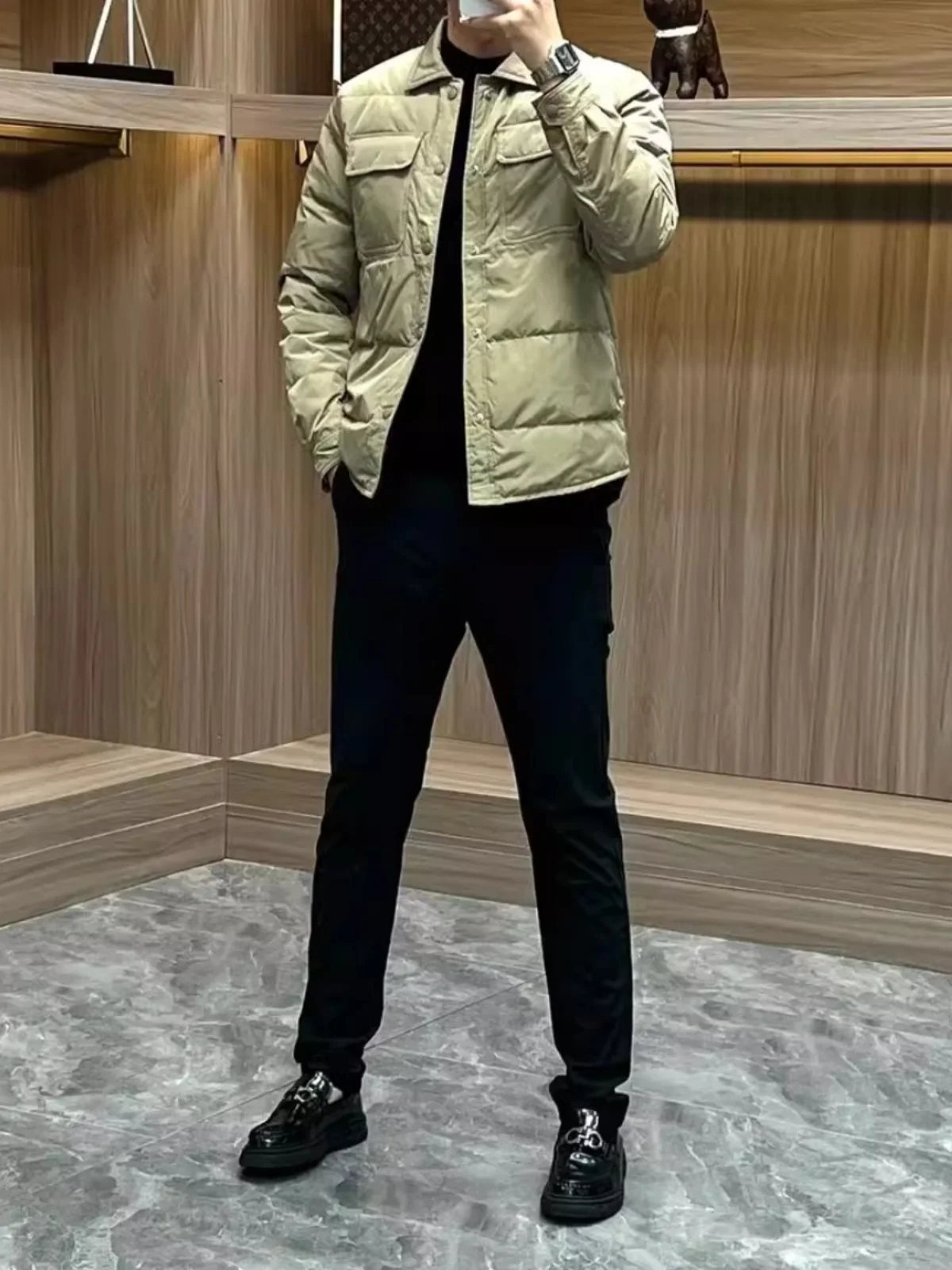 Men's Slim Fit Cotton Jaet Warmth Faionable Zipper Closure Casual Outerwear Lightweight Comfortable Collared Coat