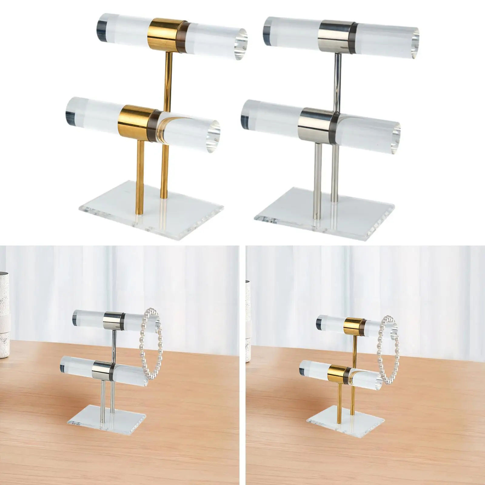 Jewelry Organizer Necklace Holder Double Tier Scrunchie Stand Decorative Jewelry Tower Display Stand for Desktop Men Present