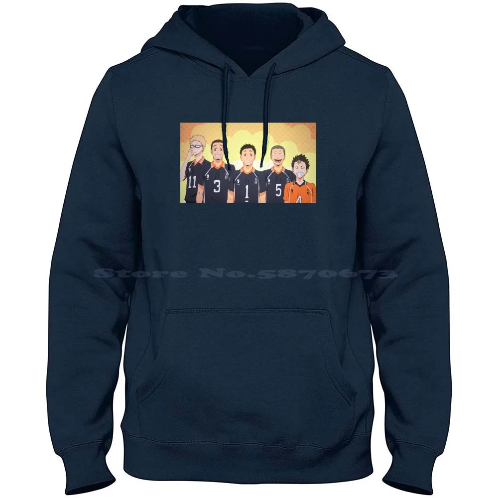 - Karasuno Smile 100% Pure Cotton Hoodie Tshirt Karasuno Anime Casattrophic Azumane Yu Nishinoya Daichi Sawamura Kei Tsukishima