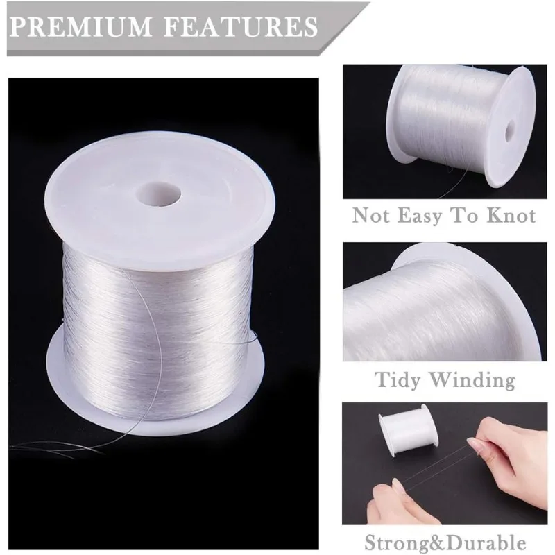 110 Yards Clear Invisible Craft Nylon Thread 0.25mm Monofilament Fishing Line Bead String Cord for Gemstone Jewelry DIY Making