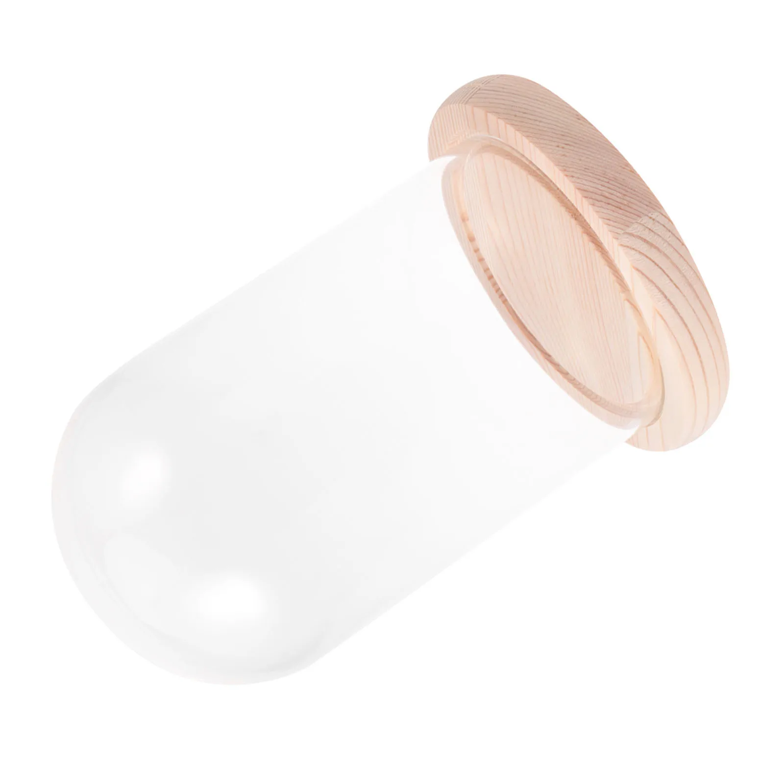 

1Set Handmade Glass Dome Cover 10x16cm Micro Landscape Display Cloche for Eternal Flowers Clear Bell Jar with Solid Wood Base