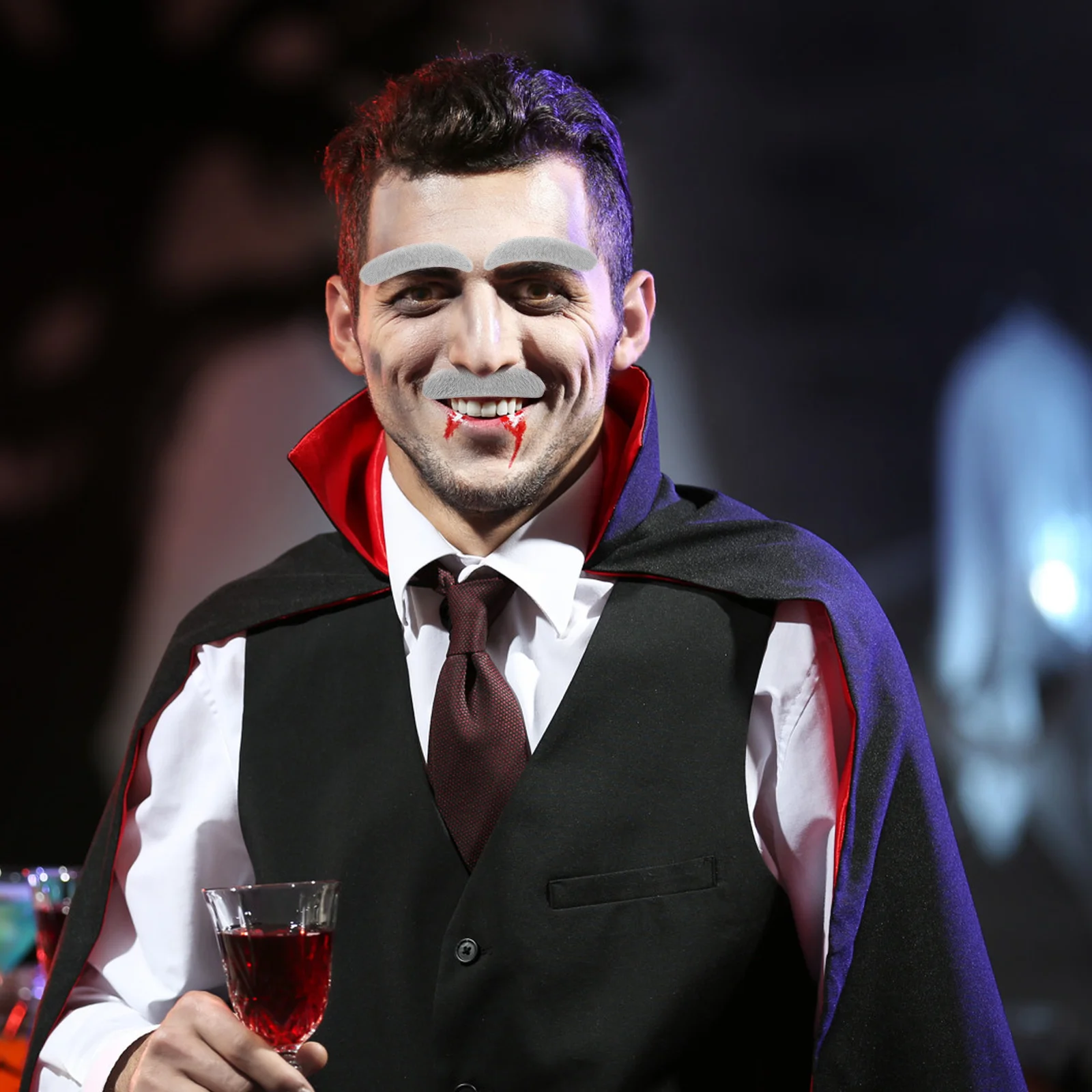 남성용 할로윈 파티 소품을 위한 1세트 시뮬레이션 콧수염 키트, 사실적인 콧수염 의상, 내구성 있고 신뢰할 수 있는 얼굴 털