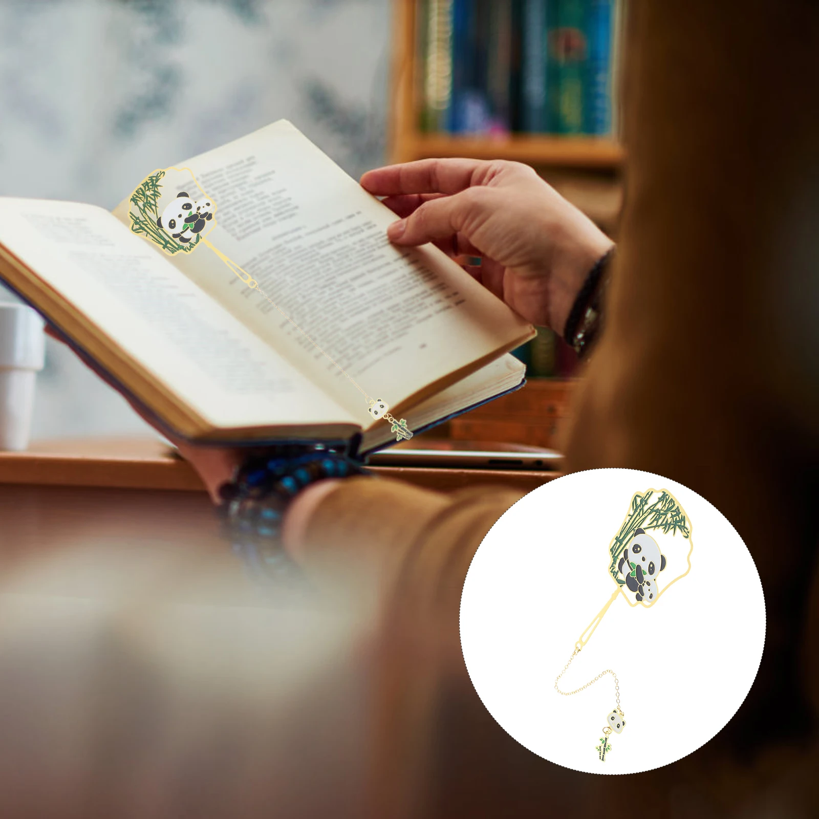 

1 Piece Metal Panda Bookmark Cartoon Animal Design Hanging Page Marker for Book Lovers Students Gift Decorative Reading