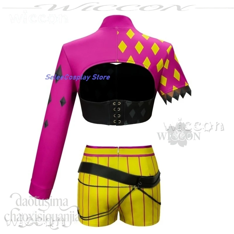 Anime Cosplay Costumes DBD Mina Punk Y2K Battle Suit Coat + Shorts + Belt + Gloves + Purple Wigs, Halloween view 3