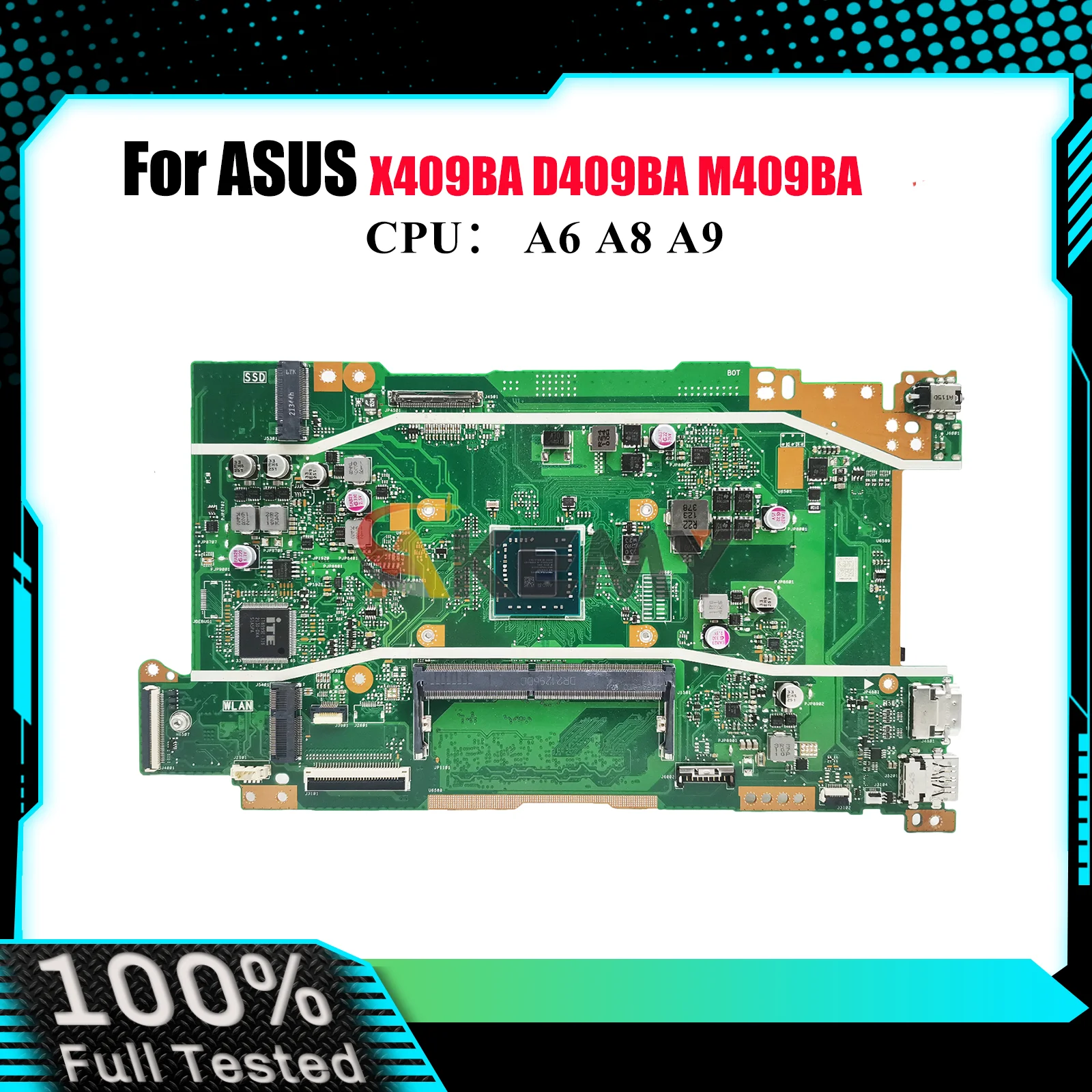 

X409BA Laptop Motherboard For ASUS VivoBook M509BA D409BA X509BA X409B M409BA D509BA Mainboard With A6 A8 A9 CPU 100% tests OK